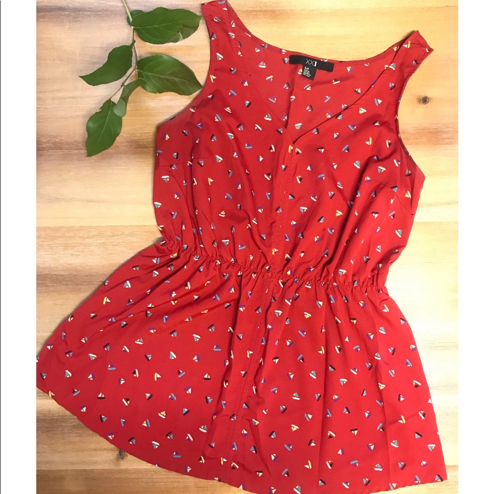 Forever 21 S/P Cinched Waist Red Blouse 👚